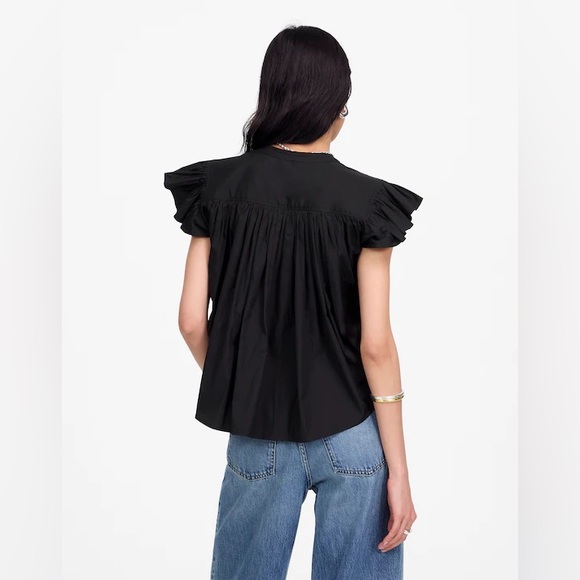 Madewell Poplin Shirred Button-Up Shirt NWT - Picture 4 of 12